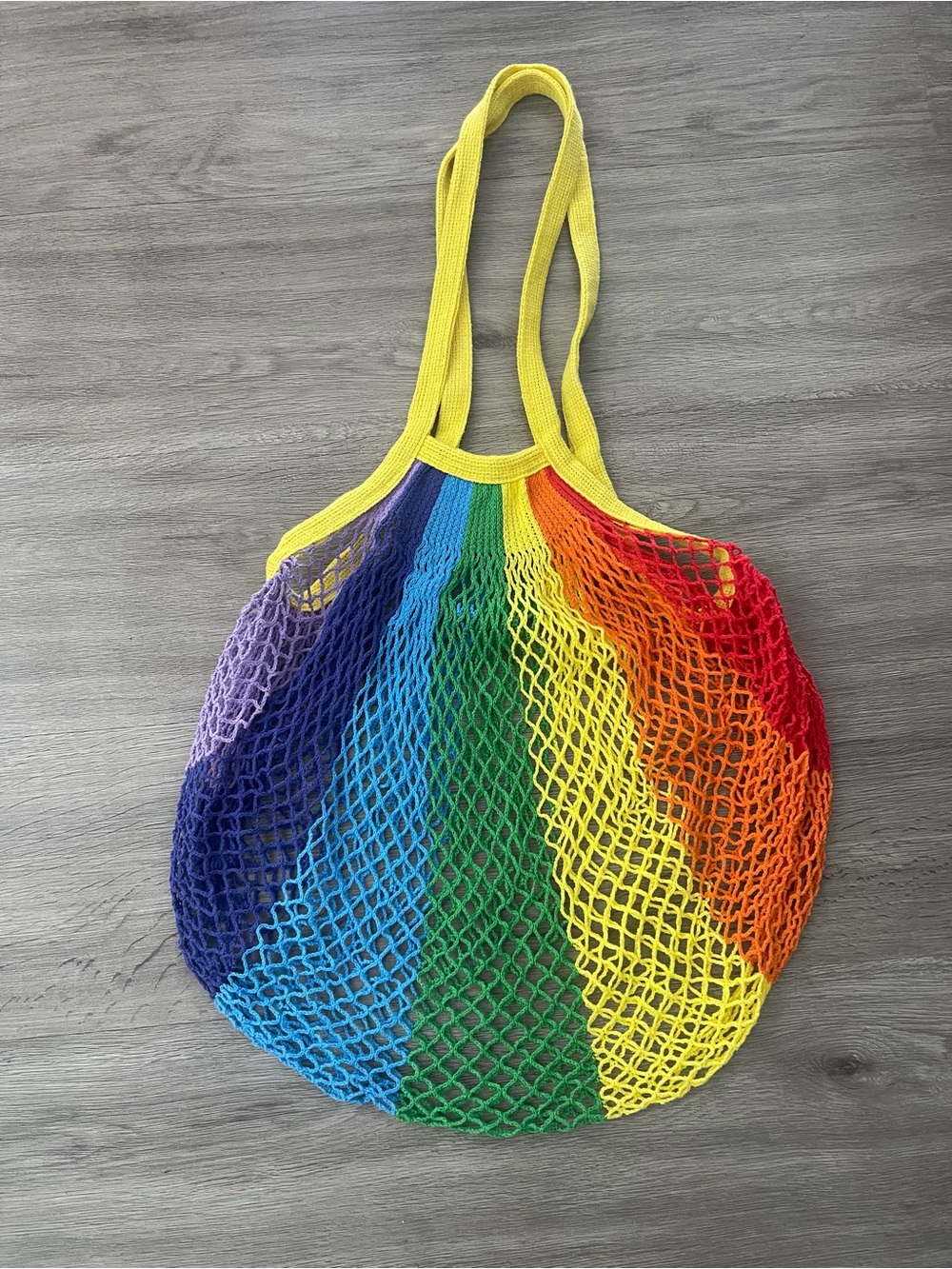 🌈 Rainbow Crochet Bag with Yellow Trim 🌈